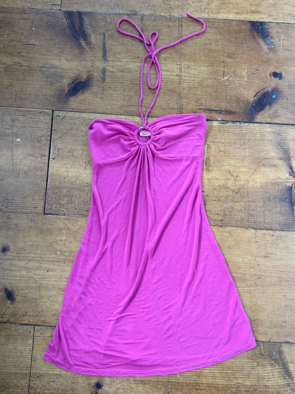 Y2K 2000’s vintage summer pink halter neck mini dress with adjustable straps